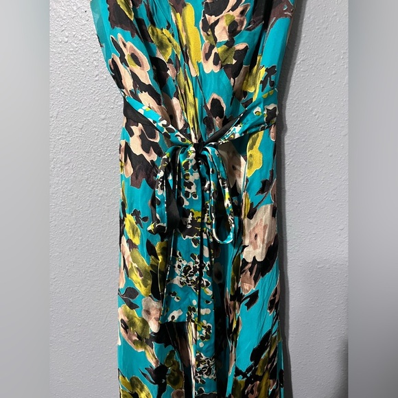 Womens Monsoon Green Floral Silk Blend Vintage Y2k Midi Slip Dress Sz 8 UK 6 US. - Picture 5 of 12